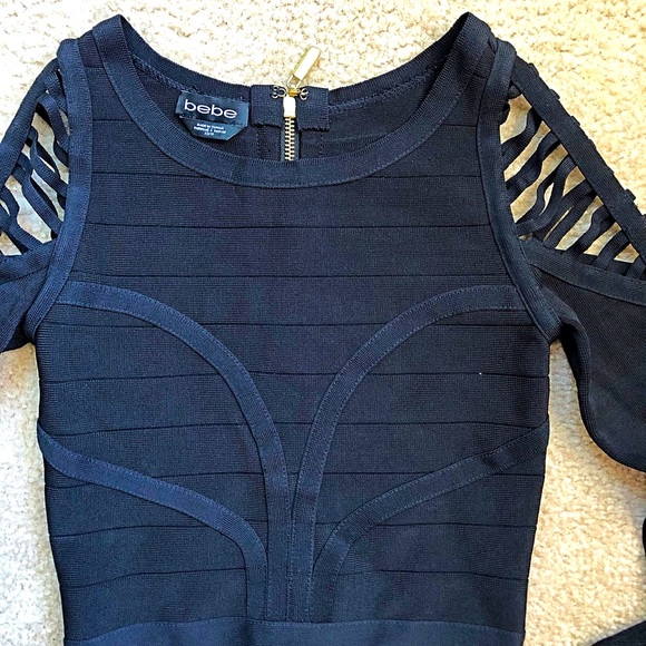 Bebe black long sleeve bandage crop top size XS - Picture 3 of 4